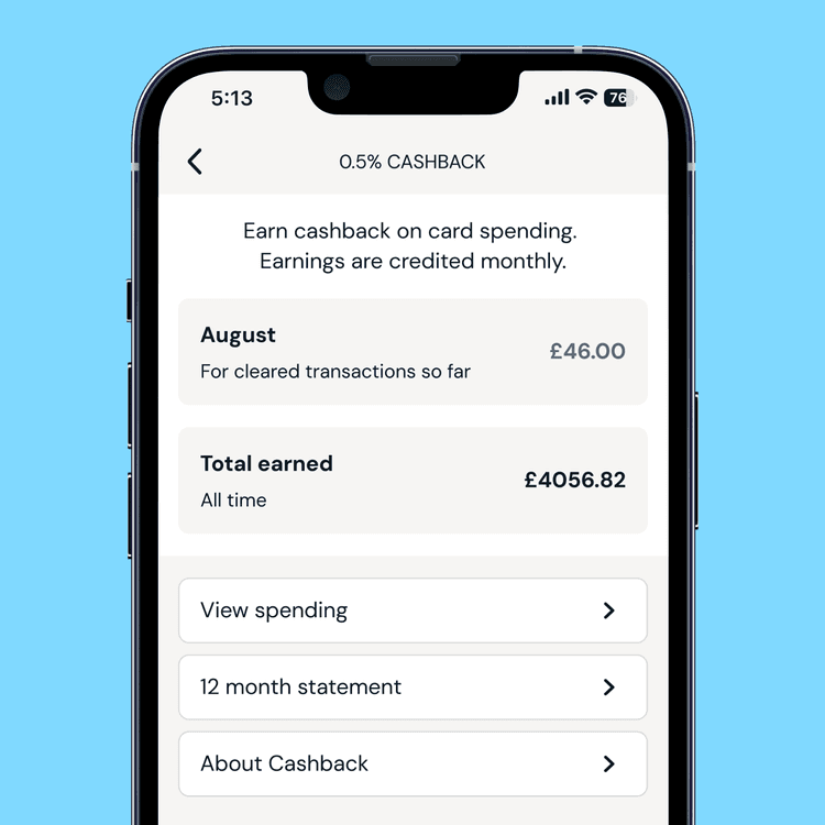 Zempler Bank app cashback screen