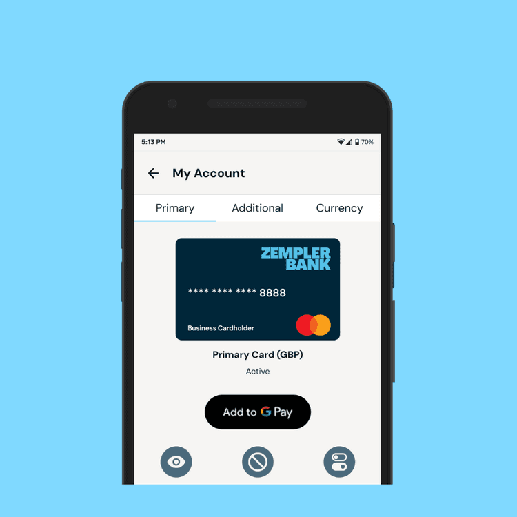 Google Pay in the Zempler Bank app